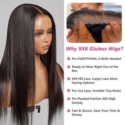 9×6 Parting Max Lace Straight And Body Wave Wear Go Glueless Mini Knots All Day Comfort Fit Wig