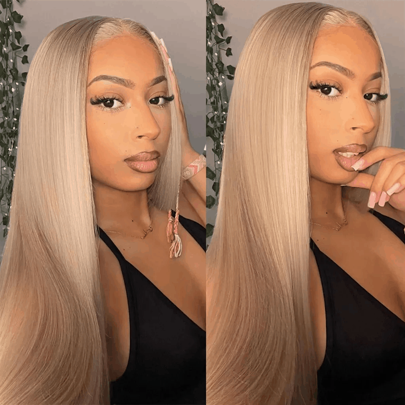 Ash Blonde Color Straight And Body Wave 13×4 Pre Cut Lace Wig Milk Tea Brown Color Glueless Human Hair Wig