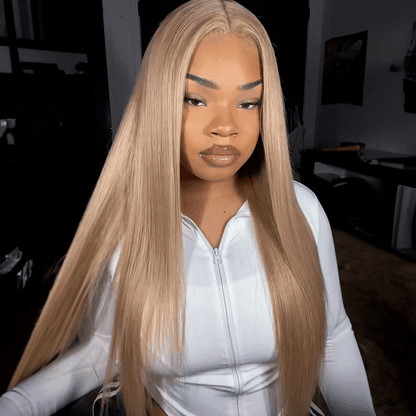 Ash Blonde Color Straight And Body Wave 13×4 Pre Cut Lace Wig Milk Tea Brown Color Glueless Human Hair Wig