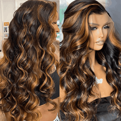 Flash Sale Balayage Body Wave Honey Blonde 5×5/13×4 Lace Wig With Ombre Highlights For Valentine's Day