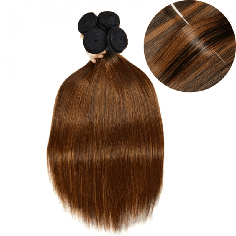 Remy Forte Balayage Highlight 4×4 Lace Closure and 4 Bundles Straight Hair With Highlights Color