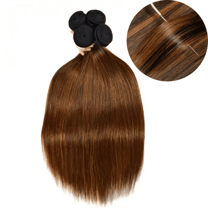 Remy Forte Balayage Highlight 4×4 Lace Closure and 4 Bundles Straight Hair With Highlights Color
