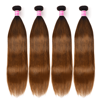 Remy Forte Balayage Highlight 4×4 Lace Closure and 4 Bundles Straight Hair With Highlights Color