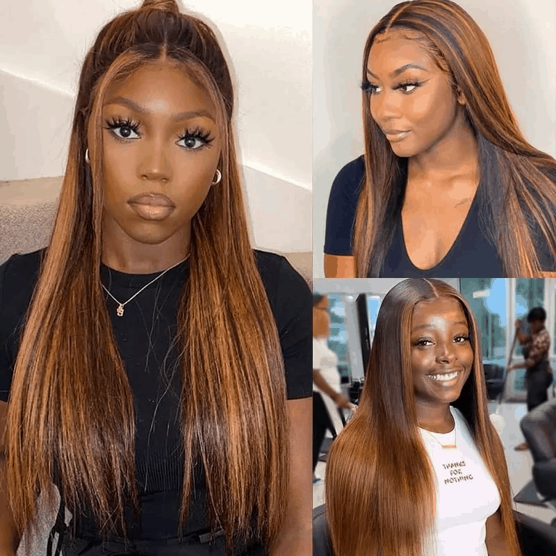 Remy Forte Balayage Highlight 4×4 Lace Closure and 4 Bundles Straight Hair With Highlights Color