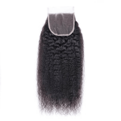 Remy Forte Best Kinky Straight Hair Weave 3 Bundles With 4×4 Lace Closure 100% Virgin Human Hair