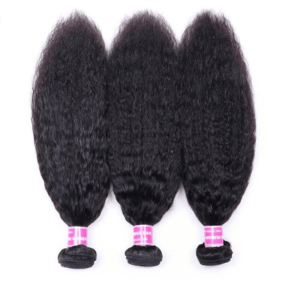 Remy Forte Best Kinky Straight Hair Weave 3 Bundles With 4×4 Lace Closure 100% Virgin Human Hair