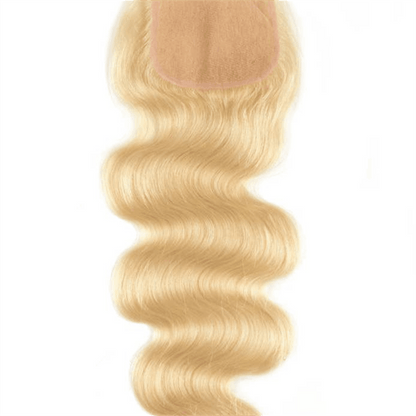 Remy Forte Blonde 613 Body Wave Bundles with Closure 4 Bundles with 4×4 Closure Human Hair