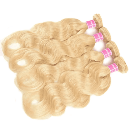 Remy Forte Blonde 613 Body Wave Bundles with Closure 4 Bundles with 4×4 Closure Human Hair