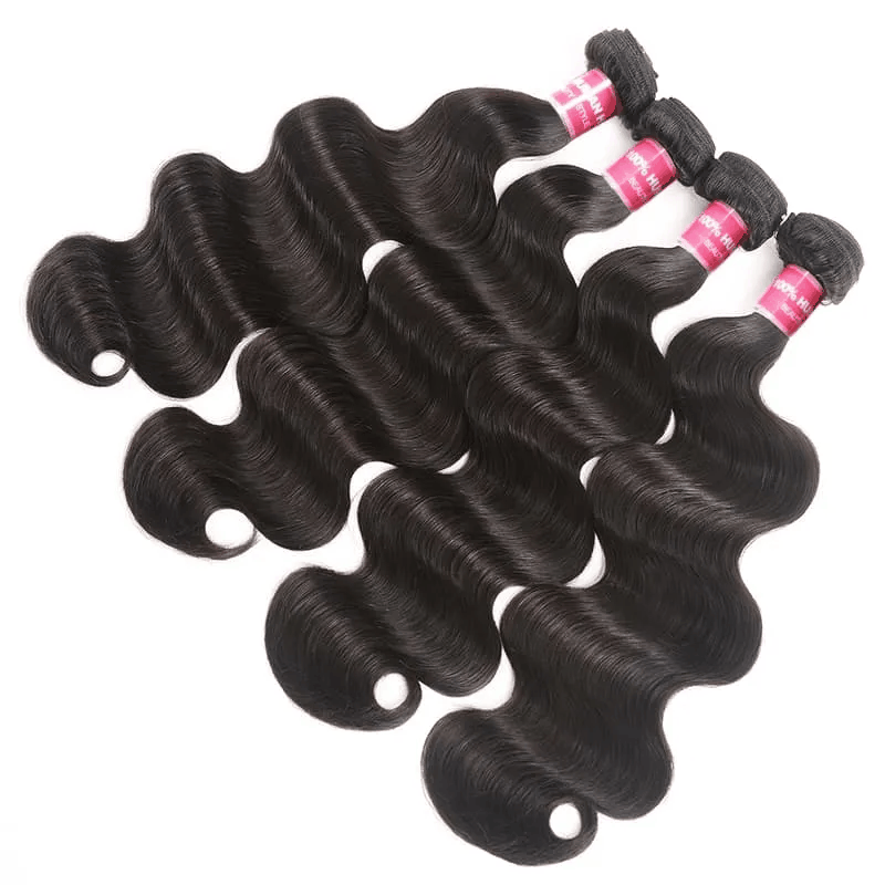 Remy Forte Body Wave 4 Bundles Human Hair Weave Natural Black Color