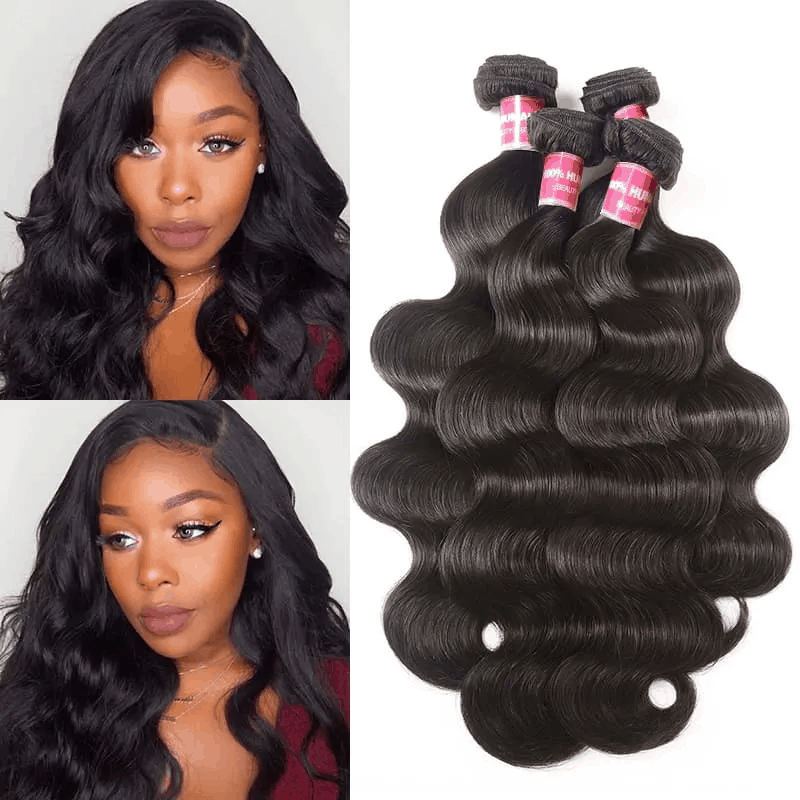 Remy Forte Body Wave 4 Bundles Human Hair Weave Natural Black Color