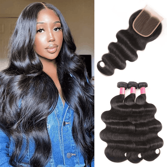 Remy Forte Body Wave Virgin Human Hair 3 Bundles With 1pc 4×4 Lace Closure Natural Color Human Hair