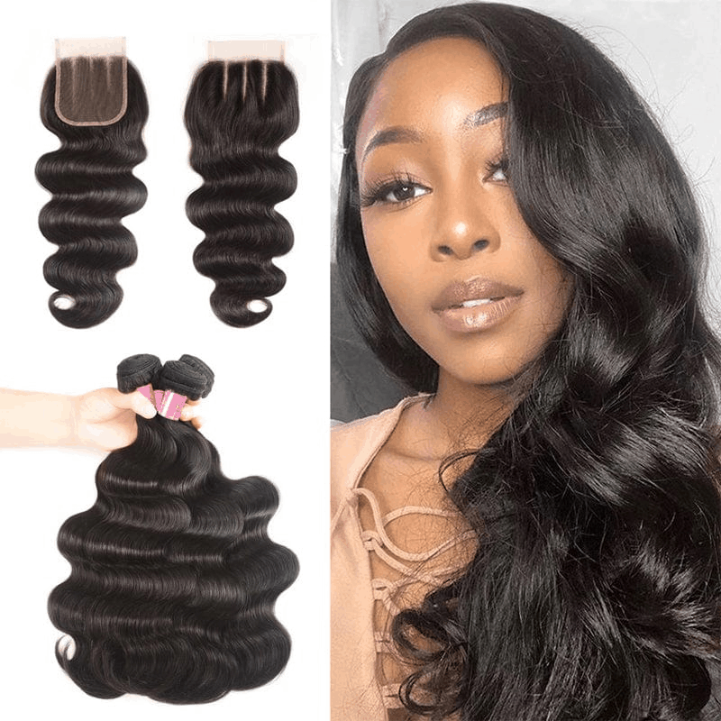 Remy Forte Body Wave Virgin Human Hair 3 Bundles With 1pc 4×4 Lace Closure Natural Color Human Hair