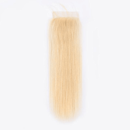 Remy Forte Brazilian 613 Straight 3 Bundles With 4×4 Lace Closure Blonde Human Hair Bundles