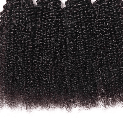 Remy Forte Brazilian Kinky Curly Hair 3 Bundles with 4×4 Lace Closure Natural Color Hair Bundles