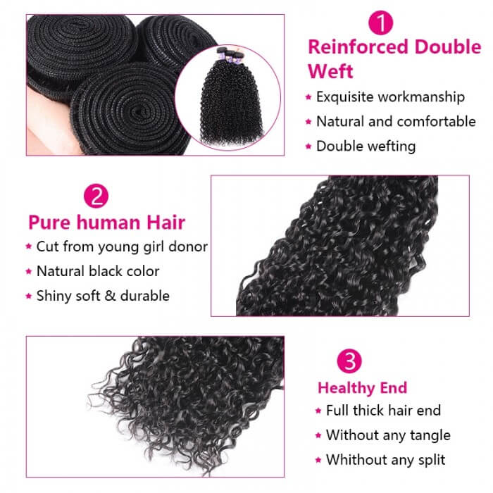 Remy Forte Curly Hair 3 Bundles Brazilian Human Hair Weave Can Be Dyed And Bleached