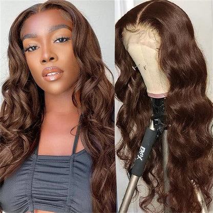 Tax Refund Season Flash Sale #4 Dark Brown  Straight And Body Wave 4×6 Pre-Cut Lace Wig