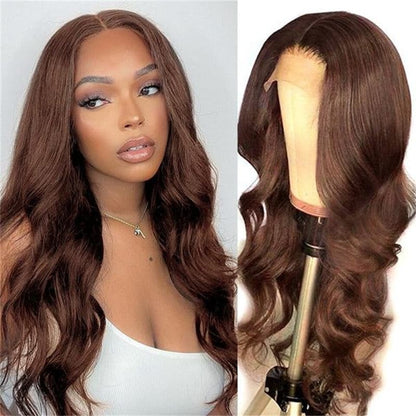 Tax Refund Season Flash Sale #4 Dark Brown  Straight And Body Wave 4×6 Pre-Cut Lace Wig