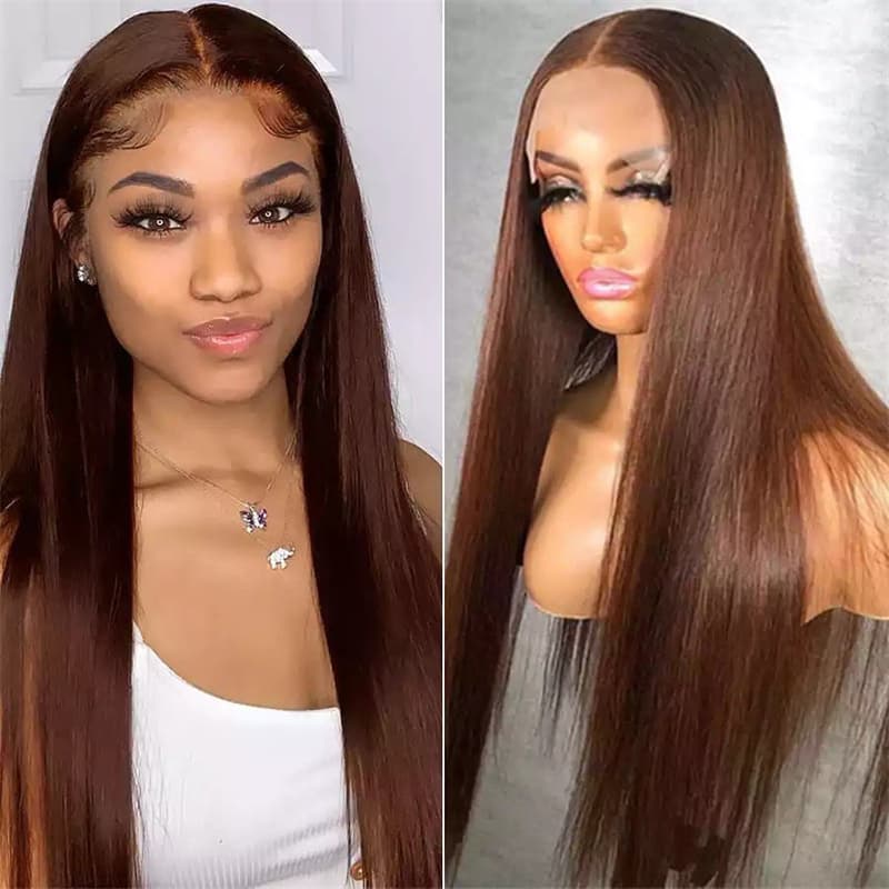 Tax Refund Season Flash Sale #4 Dark Brown  Straight And Body Wave 4×6 Pre-Cut Lace Wig