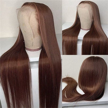 silk dark brown long-length colored hair 