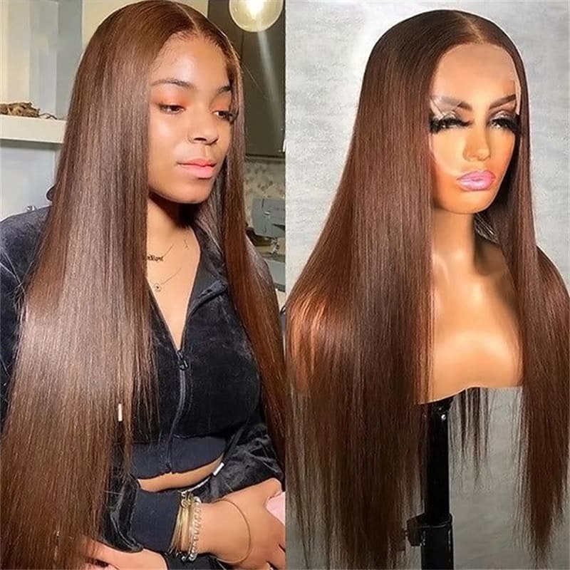 Tax Refund Season Flash Sale #4 Dark Brown  Straight And Body Wave 4×6 Pre-Cut Lace Wig