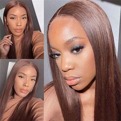 Tax Refund Season Flash Sale #4 Dark Brown  Straight And Body Wave 4×6 Pre-Cut Lace Wig