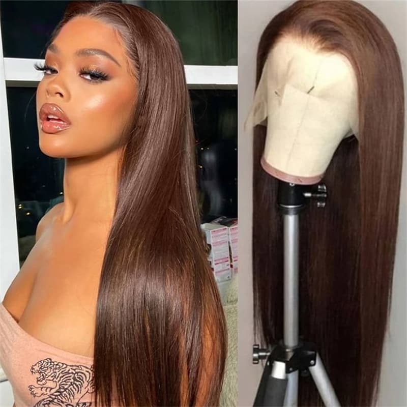 Tax Refund Season Flash Sale #4 Dark Brown  Straight And Body Wave 4×6 Pre-Cut Lace Wig