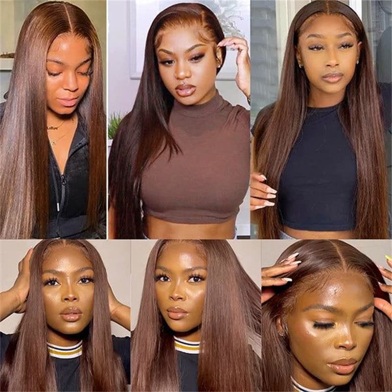 Tax Refund Season Flash Sale #4 Dark Brown  Straight And Body Wave 4×6 Pre-Cut Lace Wig