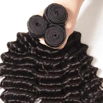 Remy Forte Deep Curly Hair Bundles With Closure Deep Wave Brazilian 3 Bundles With Closure