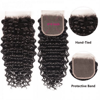 Remy Forte Deep Curly Hair Bundles With Closure Deep Wave Brazilian 3 Bundles With Closure