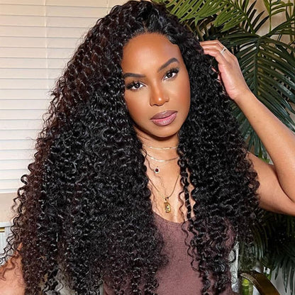 180% Density Deep Wave 13×4 HD Transparent Lace Front Wig Human Hair Glueless Lace Wigs
