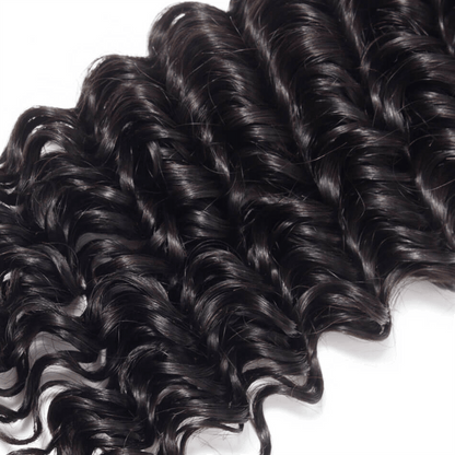 Remy Forte Deep Wave 4 Bundles With 13×4 Lace Frontal Closure 100% Virgin Human Hair Extension