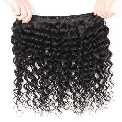 Remy Forte Deep Wave 4 Bundles With 13×4 Lace Frontal Closure 100% Virgin Human Hair Extension