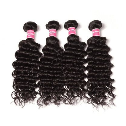 Remy Forte Deep Wave 4 Bundles With 13×4 Lace Frontal Closure 100% Virgin Human Hair Extension