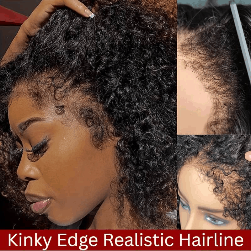 Deep Wave 4C Kinky Edges Hairline 13×4 And 13×6 Lace Front Wig With Realistic Hairline