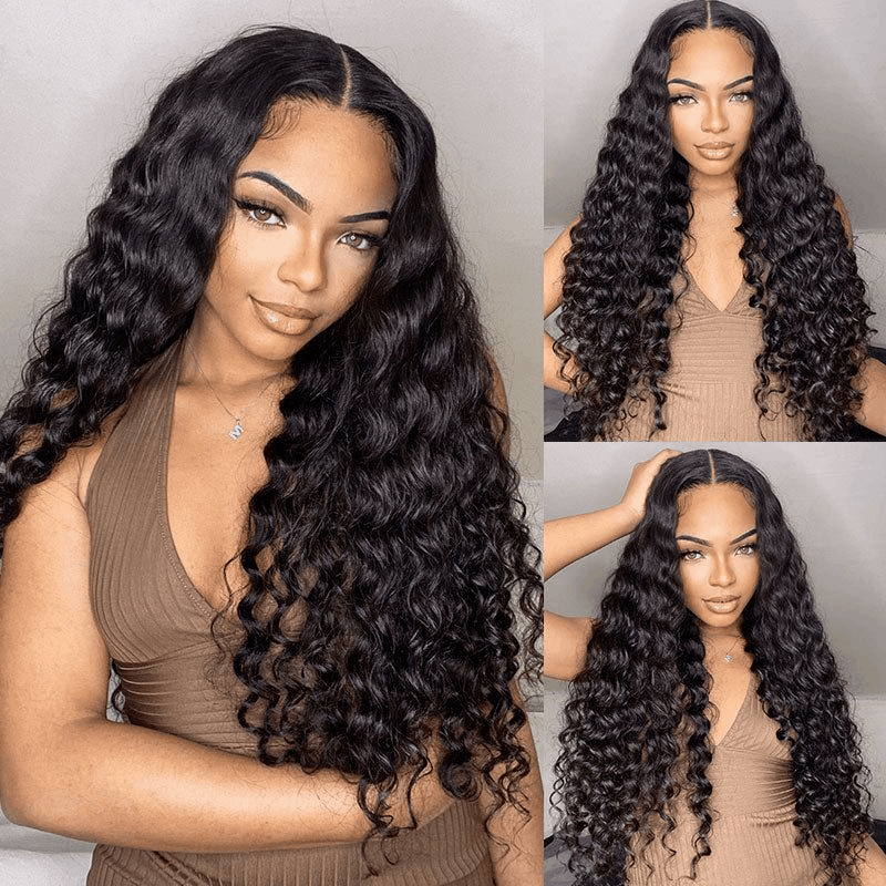 13×4 HD Transparent Lace Frontal Deep Wave/Water Wave/Kinky Curly Human Hair Wigs