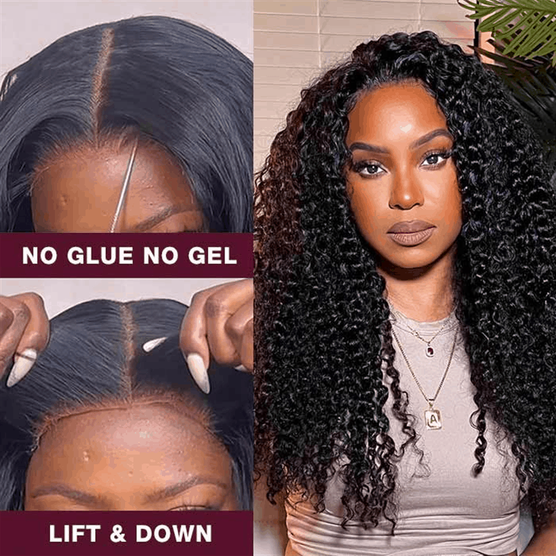 Flash Sale Easy Wear Go Kinky Curly HD Lace Front Wigs Pre Cut Lace Glueless Wig Pre Plucked