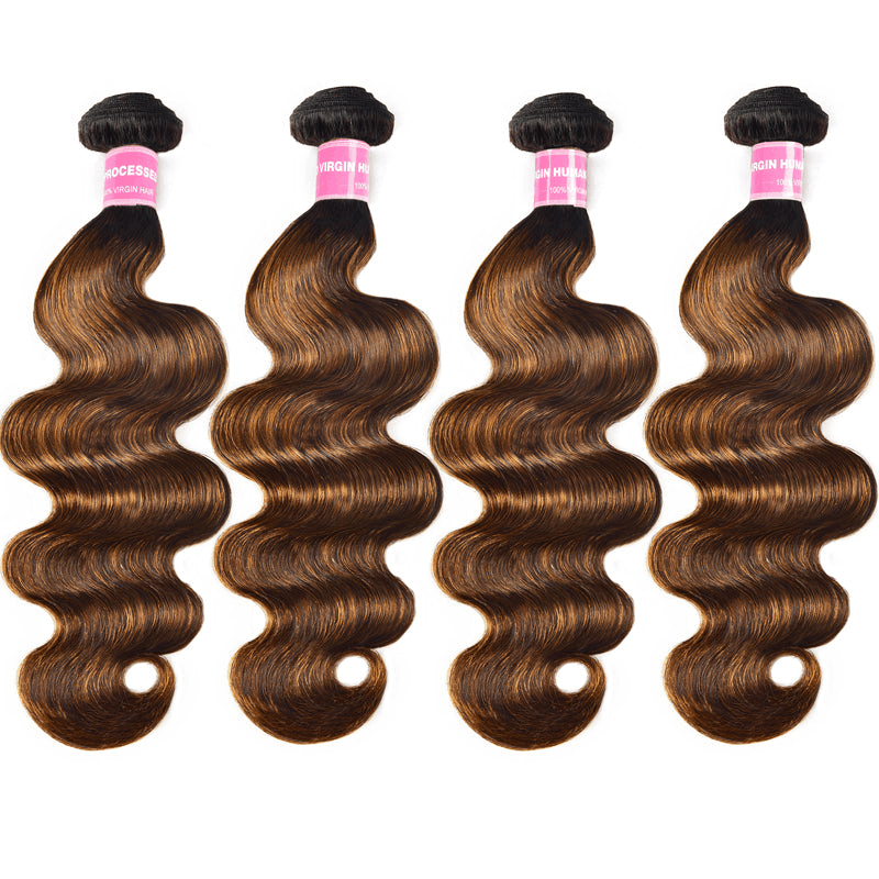 Remy Forte #FB30 Color Body Wave Hair Weave 4 Bundles Balayage Highlight Hair