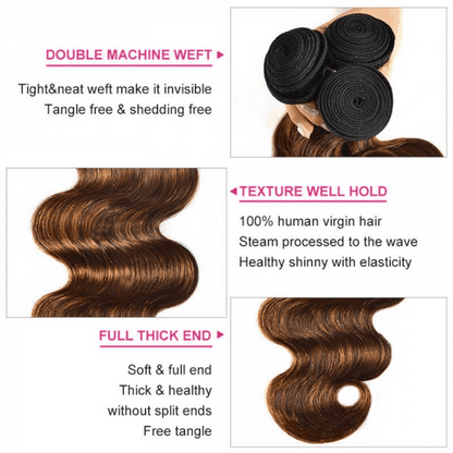 Remy Forte #FB30 Color Body Wave Hair Weave 4 Bundles Balayage Highlight Hair