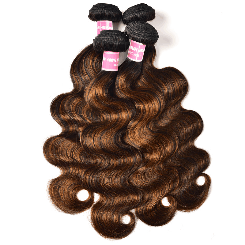 Remy Forte #FB30 Color Body Wave Hair Weave 4 Bundles Balayage Highlight Hair