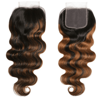 Remy Forte #FB30 Highlight Body Wave 3 Bundles with 4×4 Lace Closure Human Hair Ombre Balayage Color