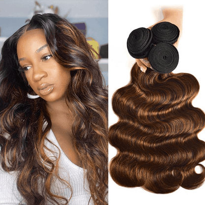 Remy Forte #FB30 Highlight Body Wave 3 Bundles with 4×4 Lace Closure Human Hair Ombre Balayage Color