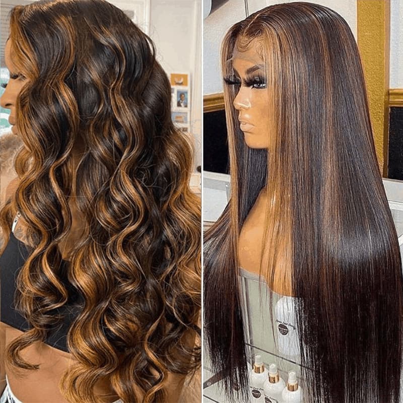 FB30 Highlight Straight 13×4 Lace And Full Lace Wig With Baby Hair Human Hair Full Scalp Lace Wigs