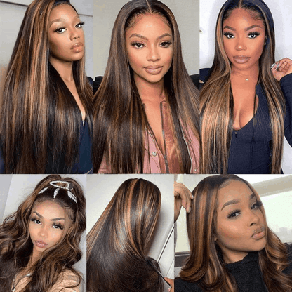 Flash Sale FB30 Highlight Straight 13×4 Lace And Full Lace Wig With Baby Hair Full Scalp Lace Wigs For Valentine's Day