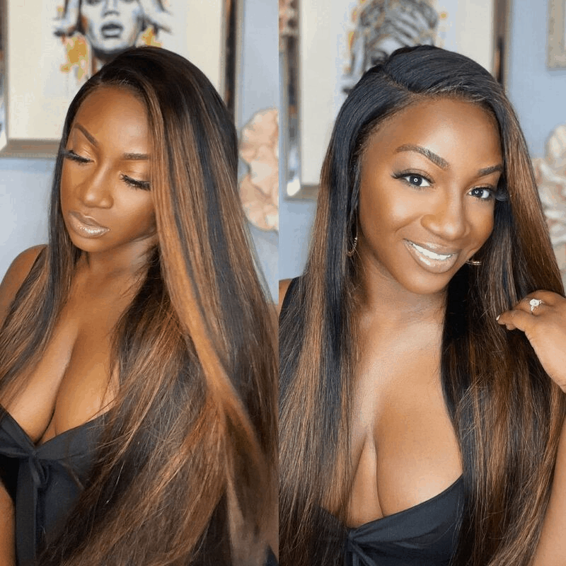 FB30 Highlight Straight 13×4 Lace And Full Lace Wig With Baby Hair Human Hair Full Scalp Lace Wigs