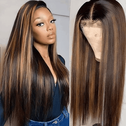 $101-$100 Code Save100 FB30 Highlight Straight 13×4 Lace And Full Lace Wig With Baby Hair