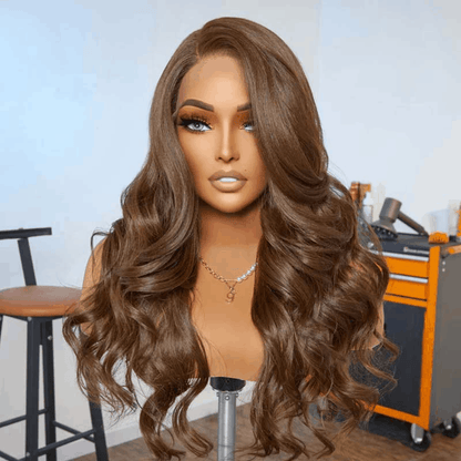 Fall Hair Color #4 Brown Body Wave 4×6 Pre Cut Lace Closure Wig Wear And Go Human Hair