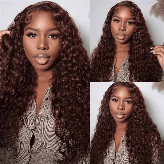 Reddish Brown 33B Jerry Curly 5×5/13×4/6×4 Pre Cut Lace Wig Flash Sale