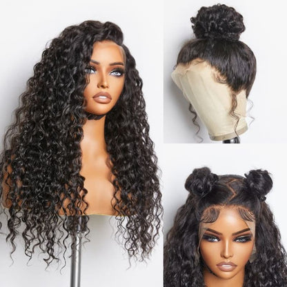 natural black water wave 360 lace frontal wig