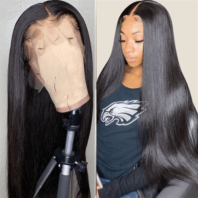 smooth black real human hair lace wigs