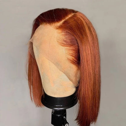 Ginger Orange Color 13×4×1 Lace Frontal Straight BoB Wigs Human Hair Wigs Pre Plucked